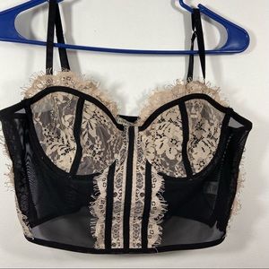 Black/Beige Mesh Crop Top